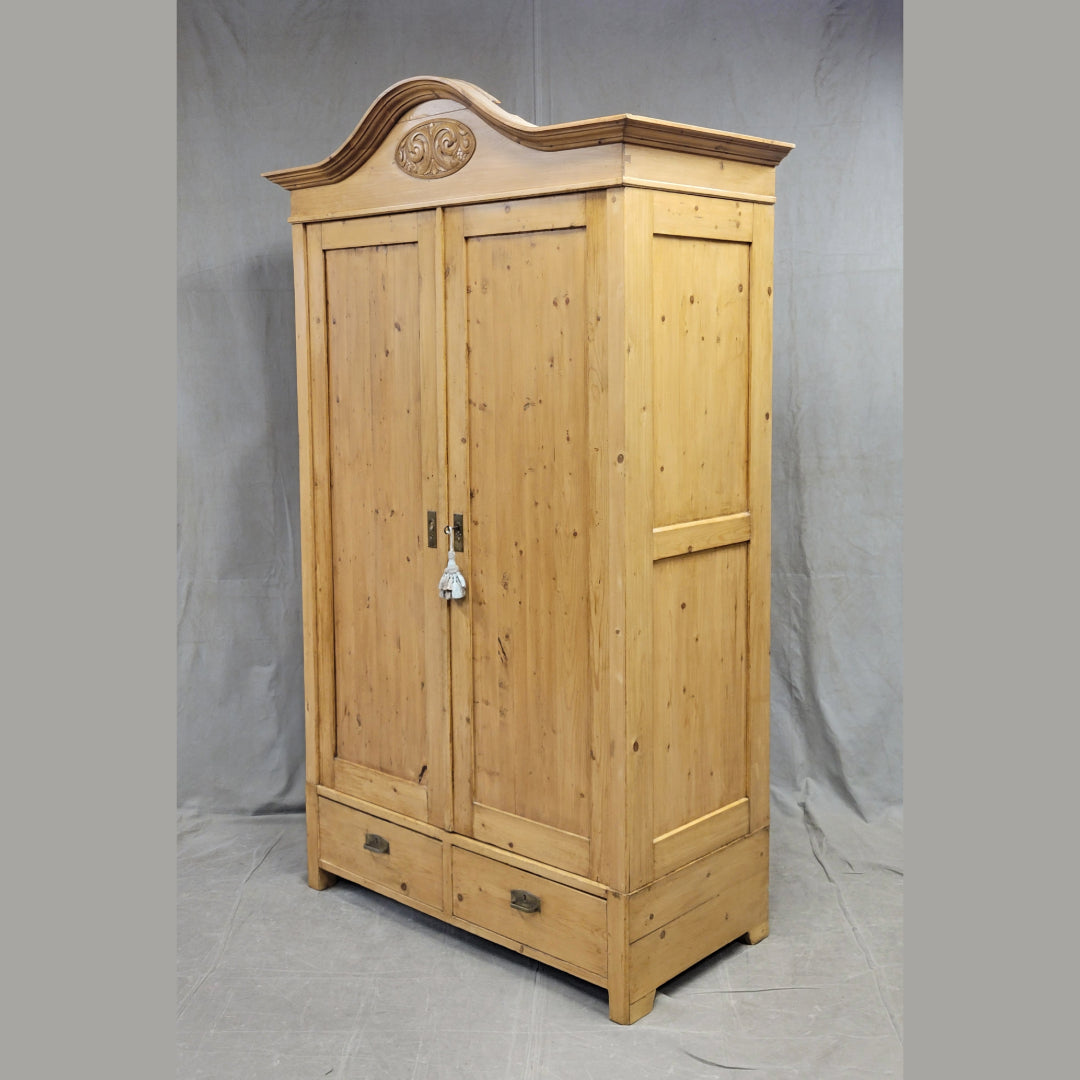 Antique Swedish Pine Armoire With Shelving