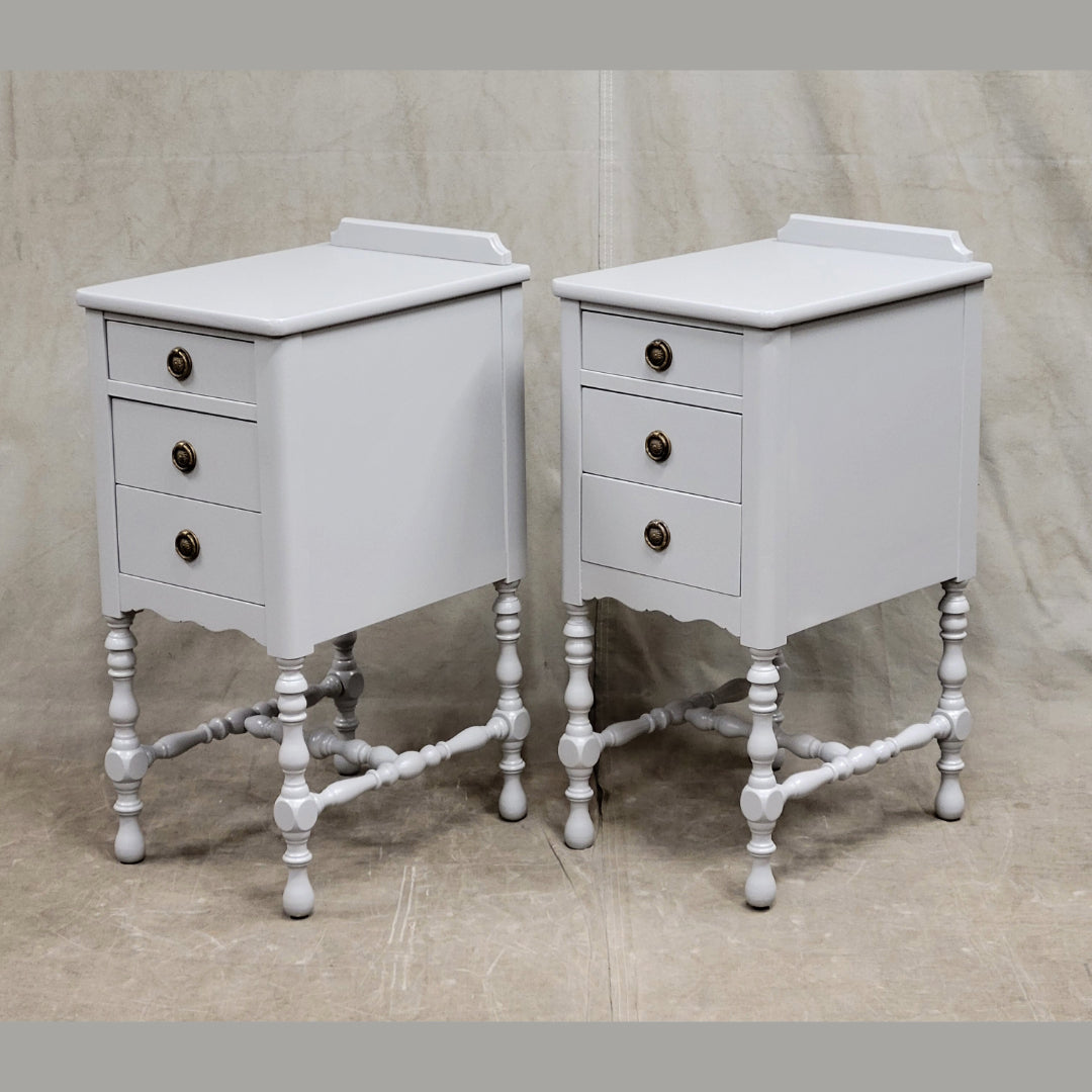 Vintage Gustavian Gray Nightstands - a Pair