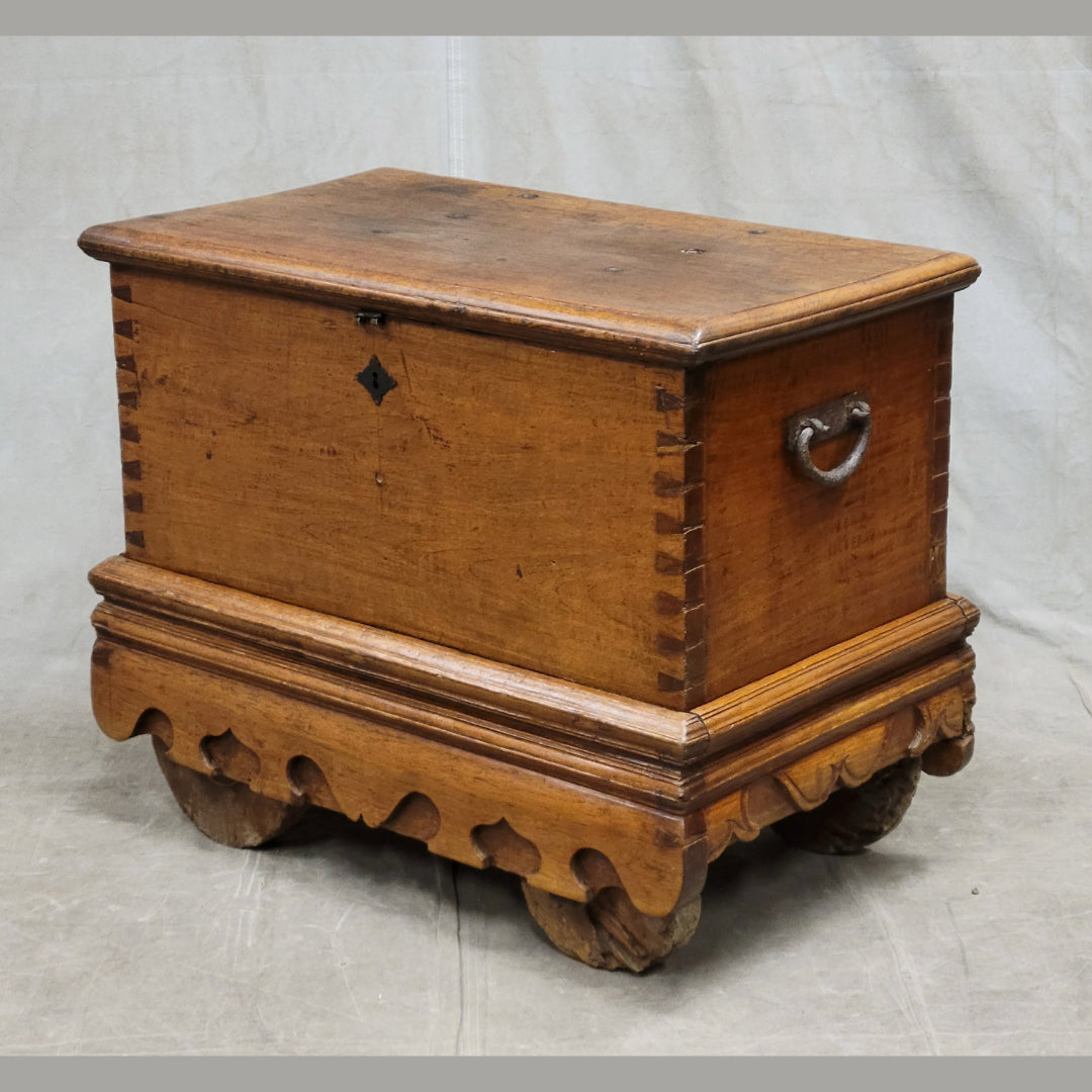 Antique Javanese Teak Grobog Blanket Chest on Wheels
