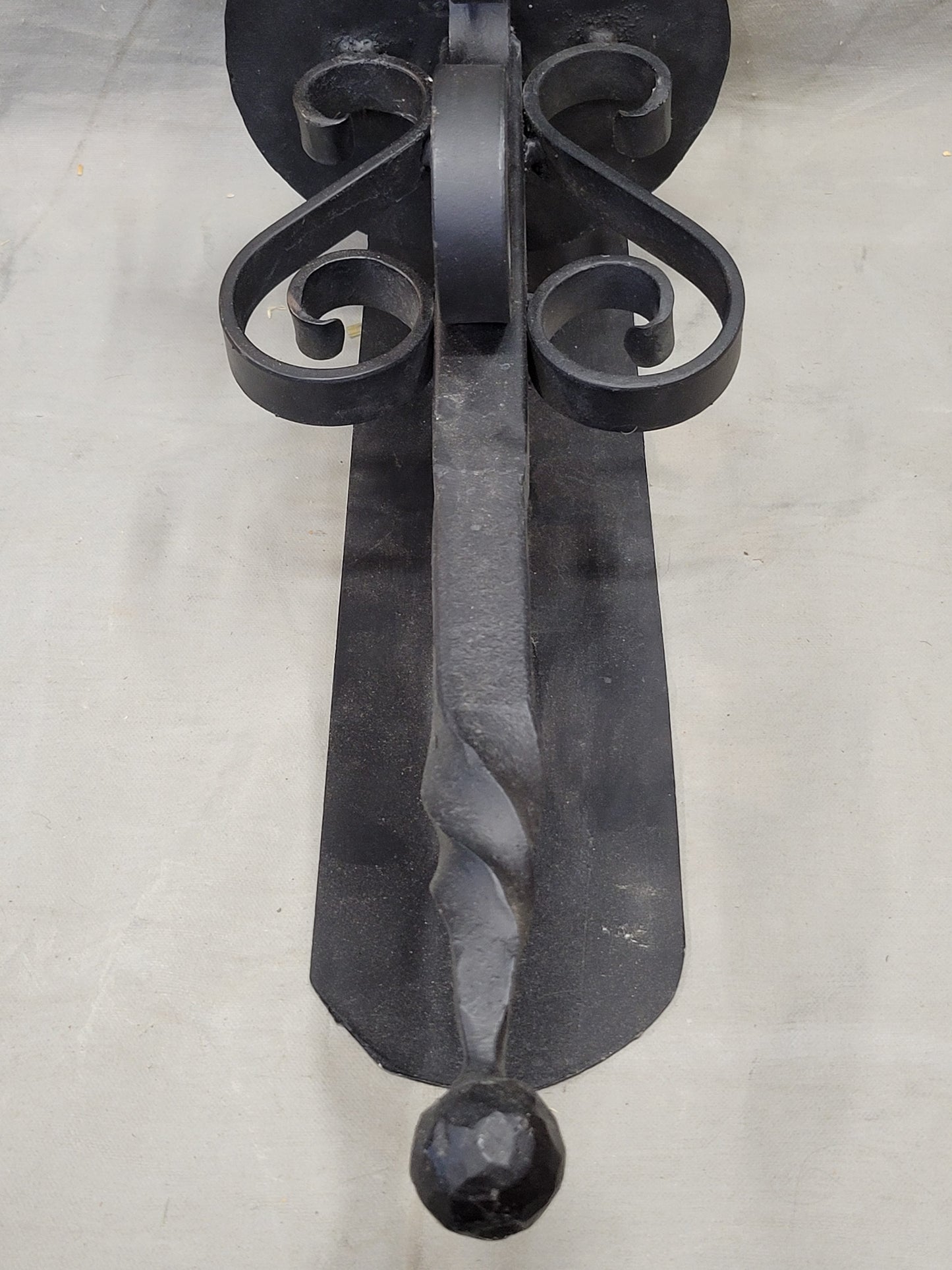 Vintage Spanish Revival Black Iron Wired Wall Sconces - a Pair