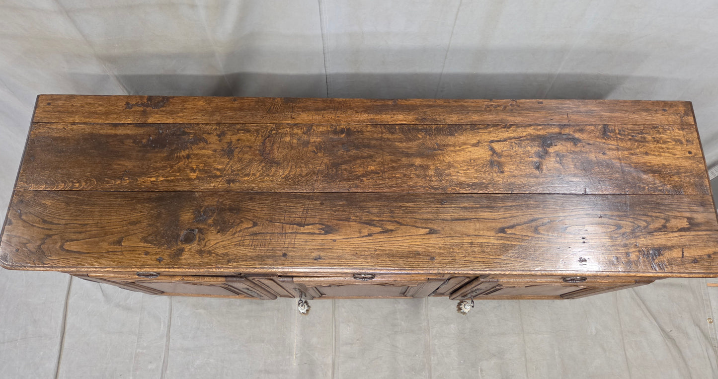Antique 19th Century French Provincial Oak Buffet with Lined Interior