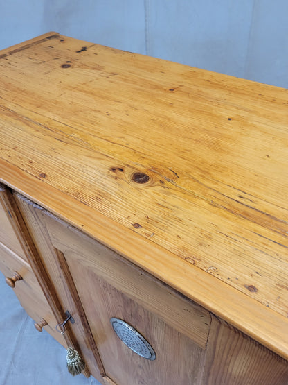Antique German Pine Locking Pie or Larder Cabinet