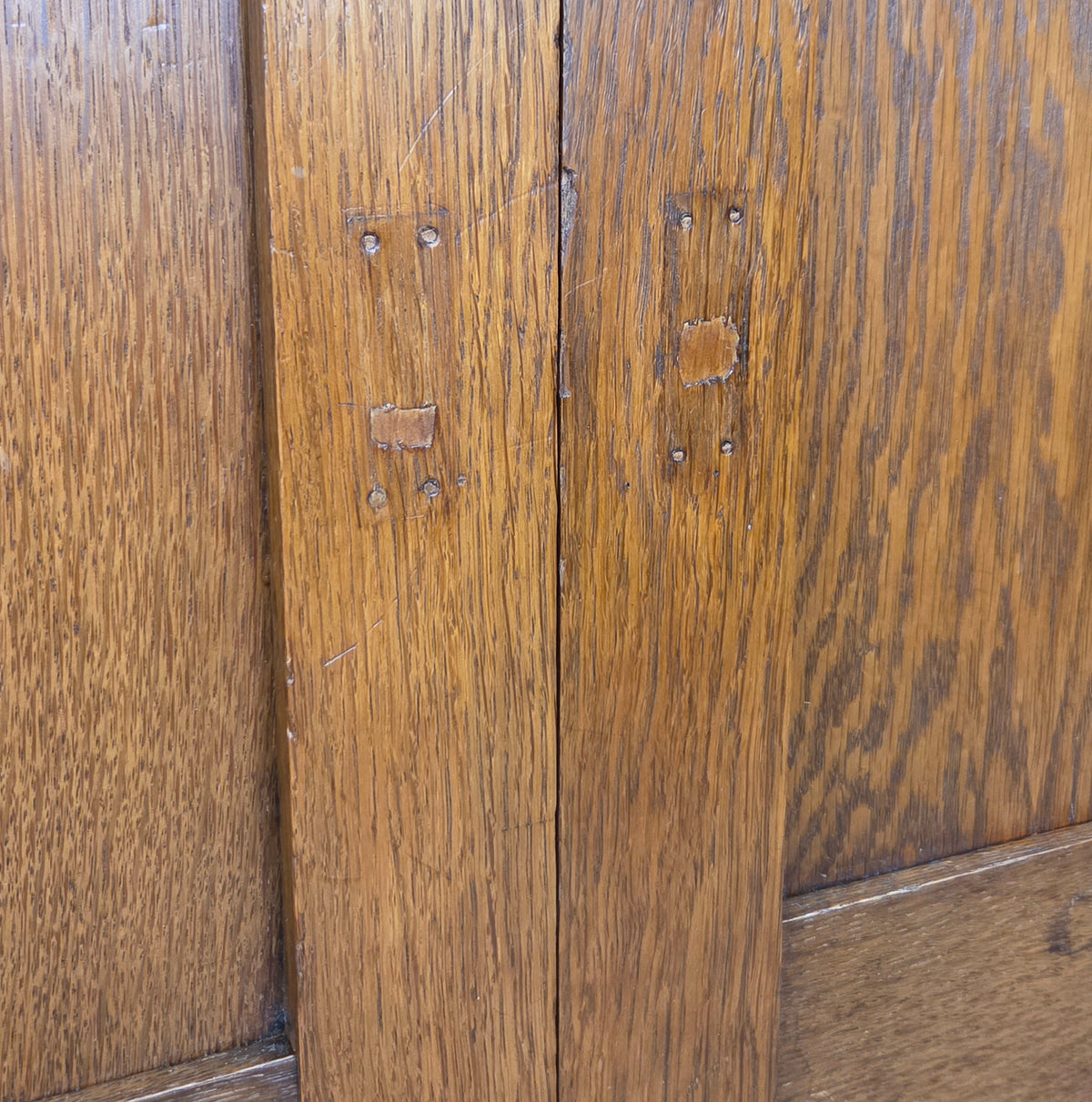 Antique Oak King Size Headboard, Arts & Crafts Style, USA, Circa 1920