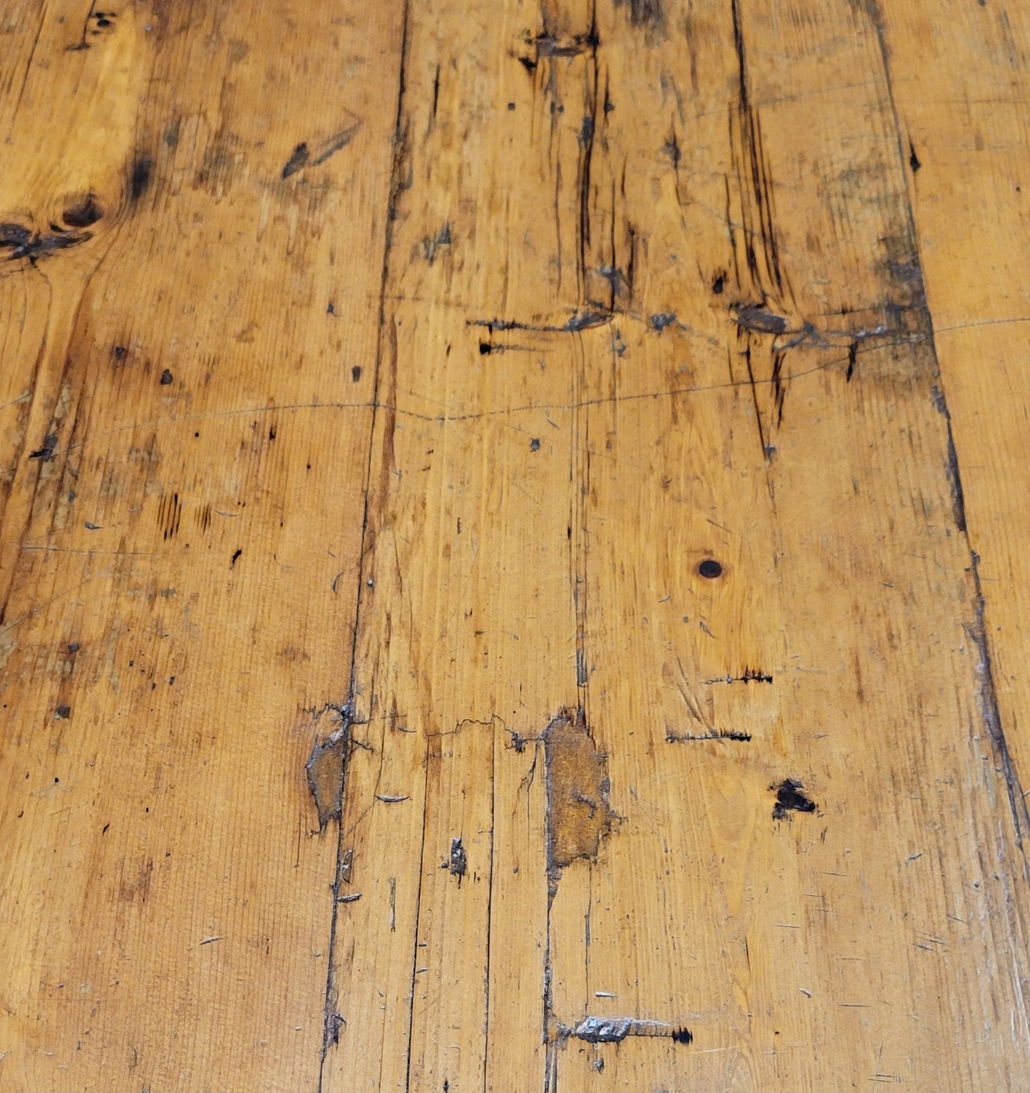 Vintage English Rustic Pine 8' Long Farmhouse Dining Table