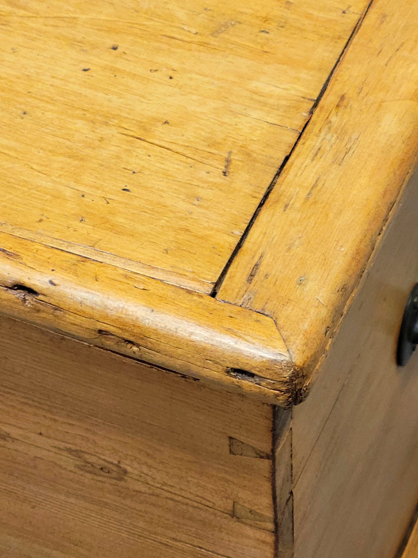 Antique English Pine Blanket Chest With Drawer