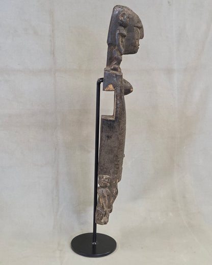 Vintage African Dogon Carved Figural Doorway Latch on a Custom Metal Stand