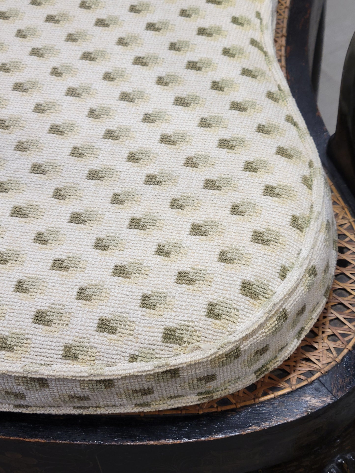 Antique 19th Century English Chinoiserie Lacquer and Cane Chair Back Settee