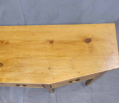 Vintage Shaker Style Pine Console Sideboard Buffet With Brass Pulls