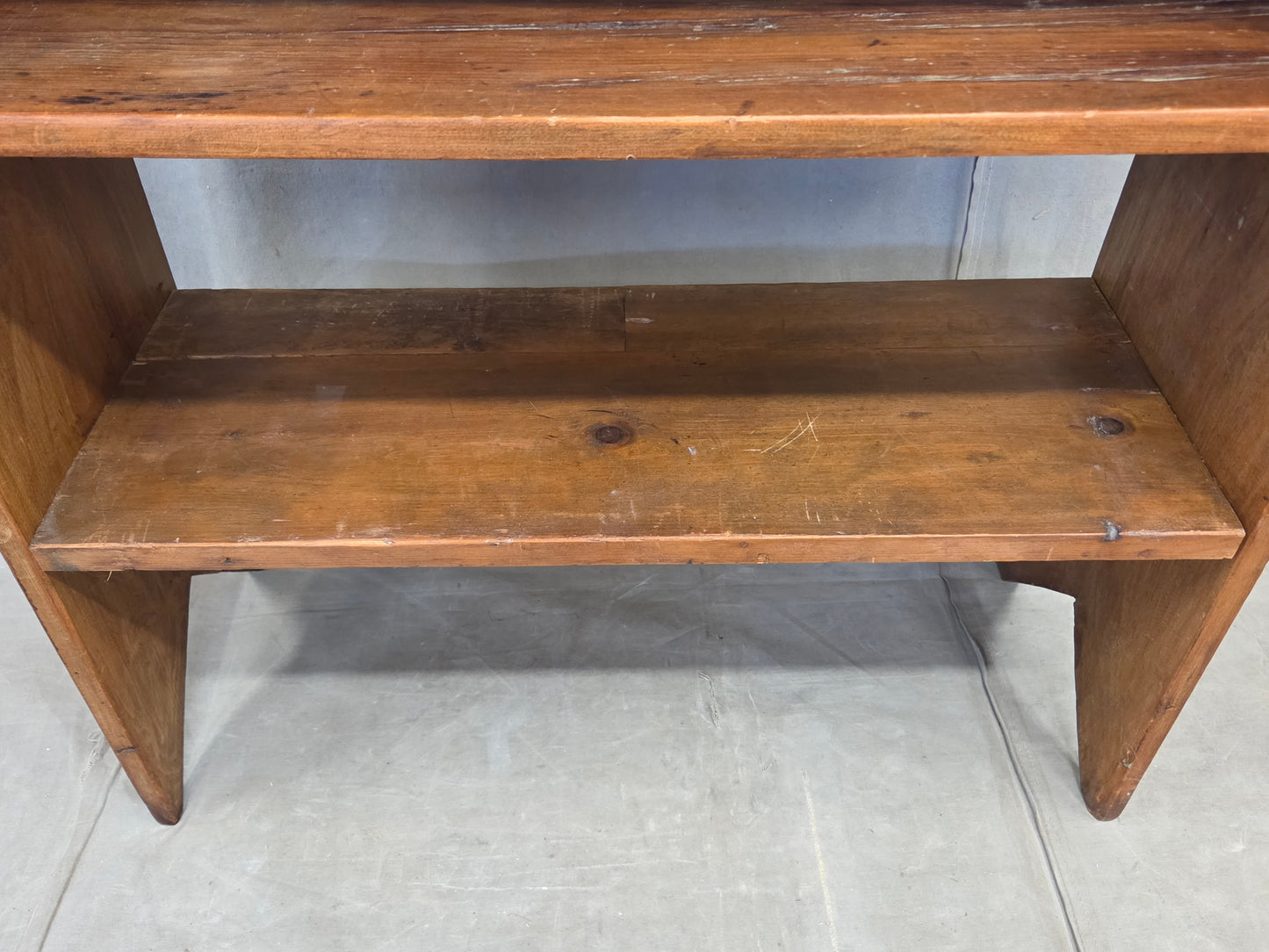 Vintage Rustic Primitive Handmade Pine Bookcase with Metal Backing