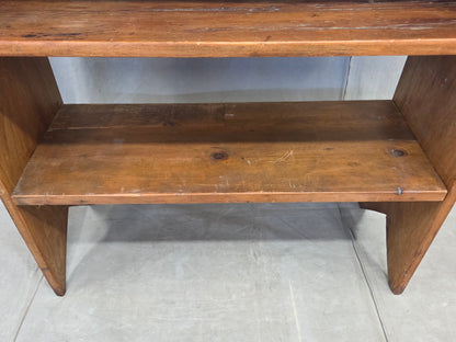 Vintage Rustic Primitive Handmade Pine Bookcase with Metal Backing