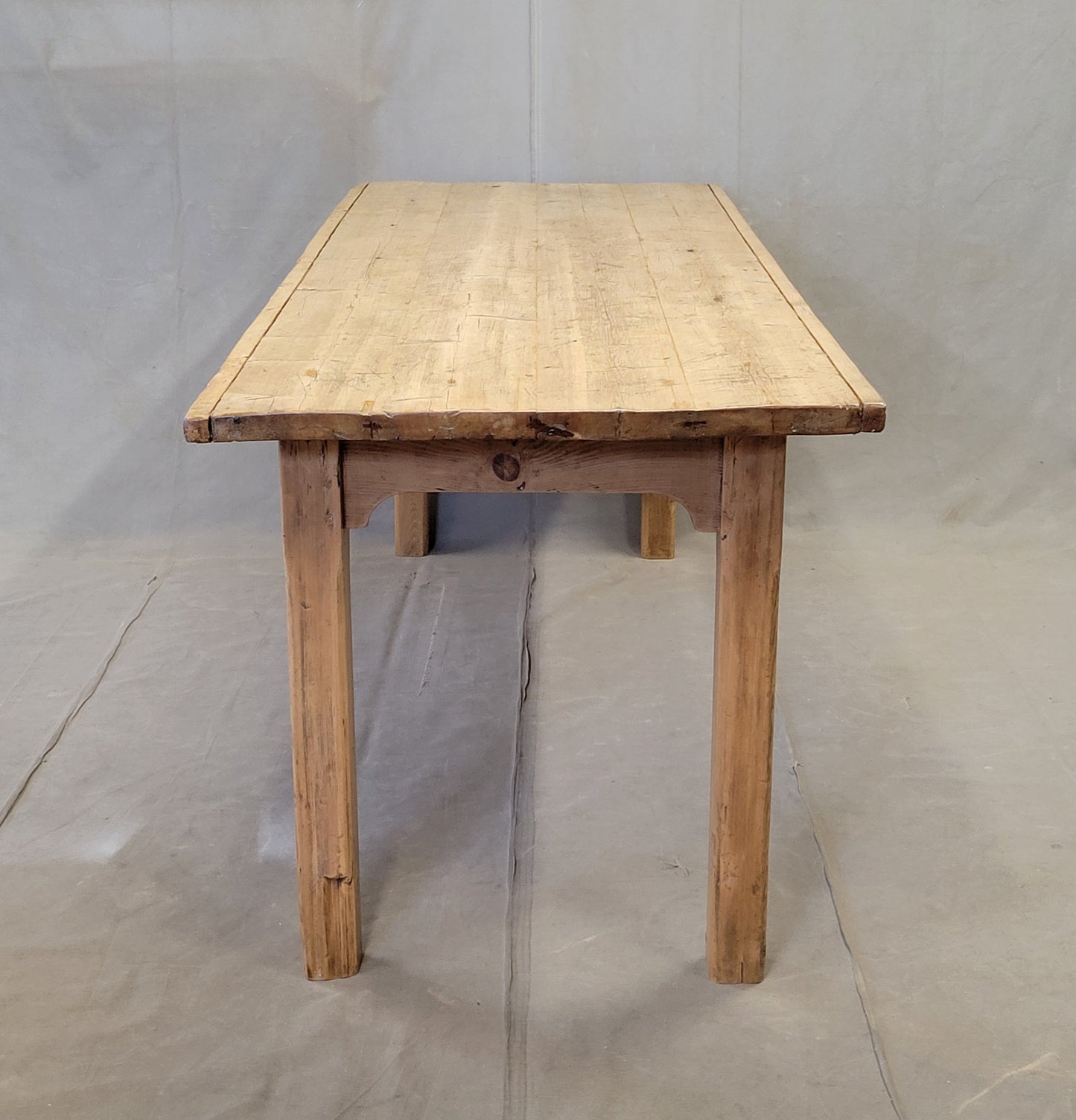 Antique Circa 1900 French Light / Bleached Pine Rustic Worktable Dining Table