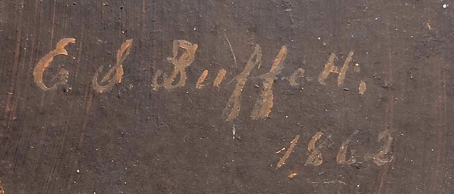 Antique 19th Century French Forest Landscape signed E.S. Buffett, 1862