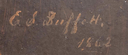 Antique 19th Century French Forest Landscape signed E.S. Buffett, 1862