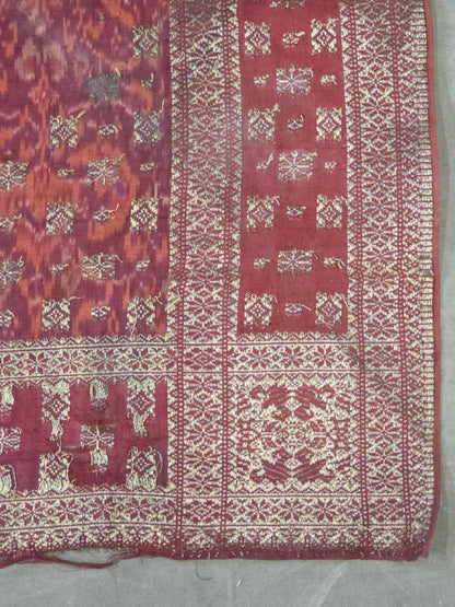 Antique Early 20th century Malaysian Ikat Songket Head Cloth from Sumatra