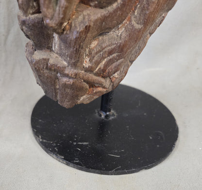Antique Indian Hand Carved Naga Architectural Remnant on a Custom Metal Stand
