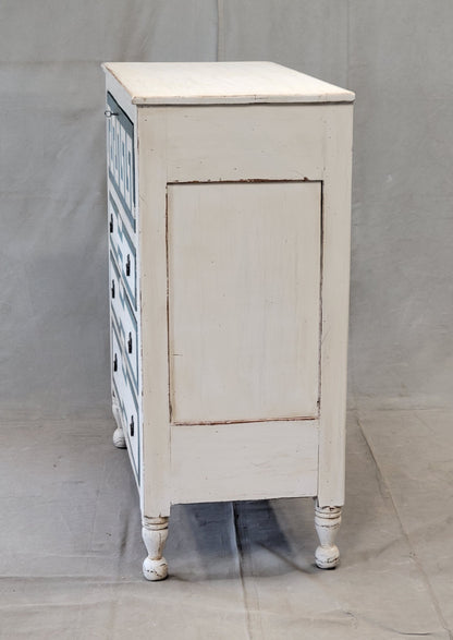 Antique English Painted Dresser Chest of Drawers With Greek Key Motif