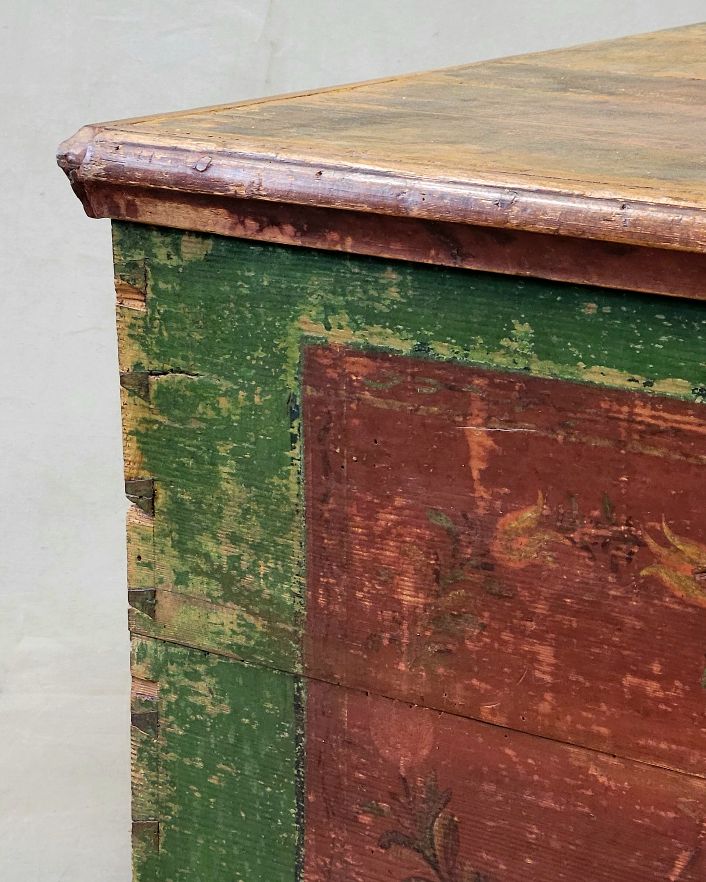 Antique Eastern European Pine Blanket Chest With Original Paint