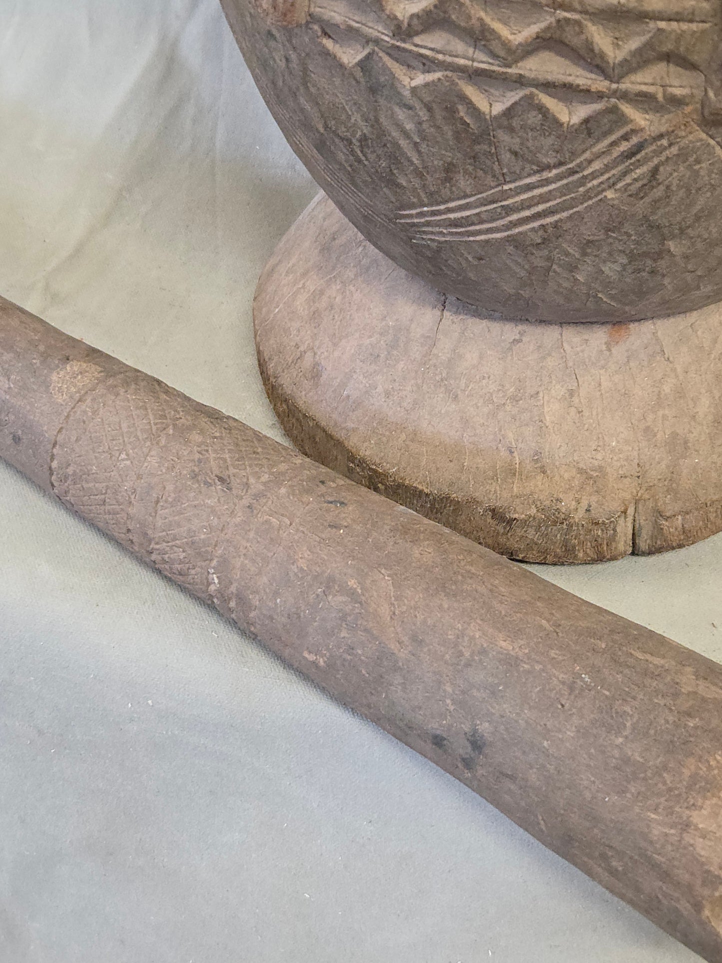 Old African Dogon Hand Carved Wood Oversized Mortar and Pestle