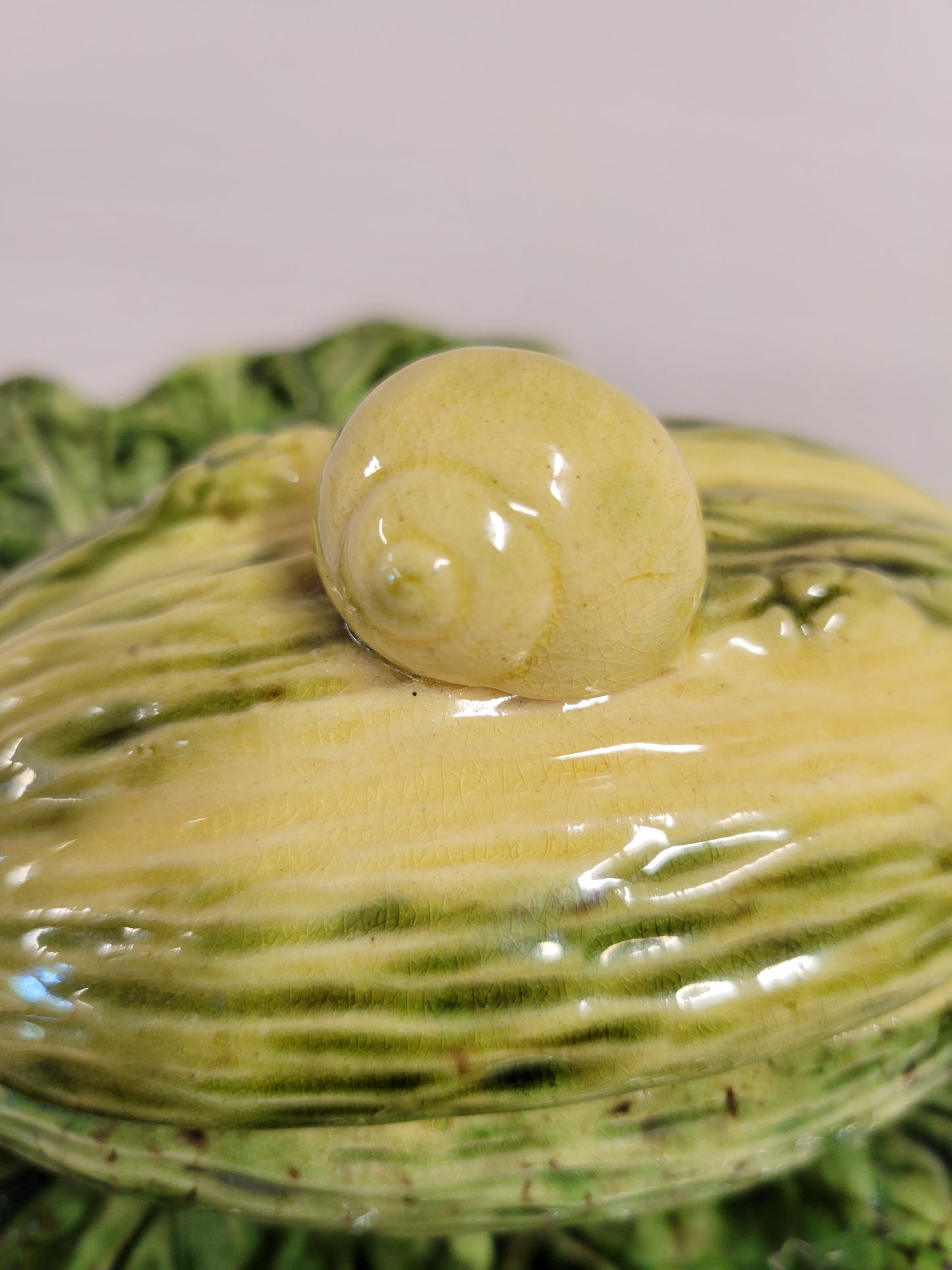 Antique Majolica Melon on Leaf Dish in the Style of Sarreguemines