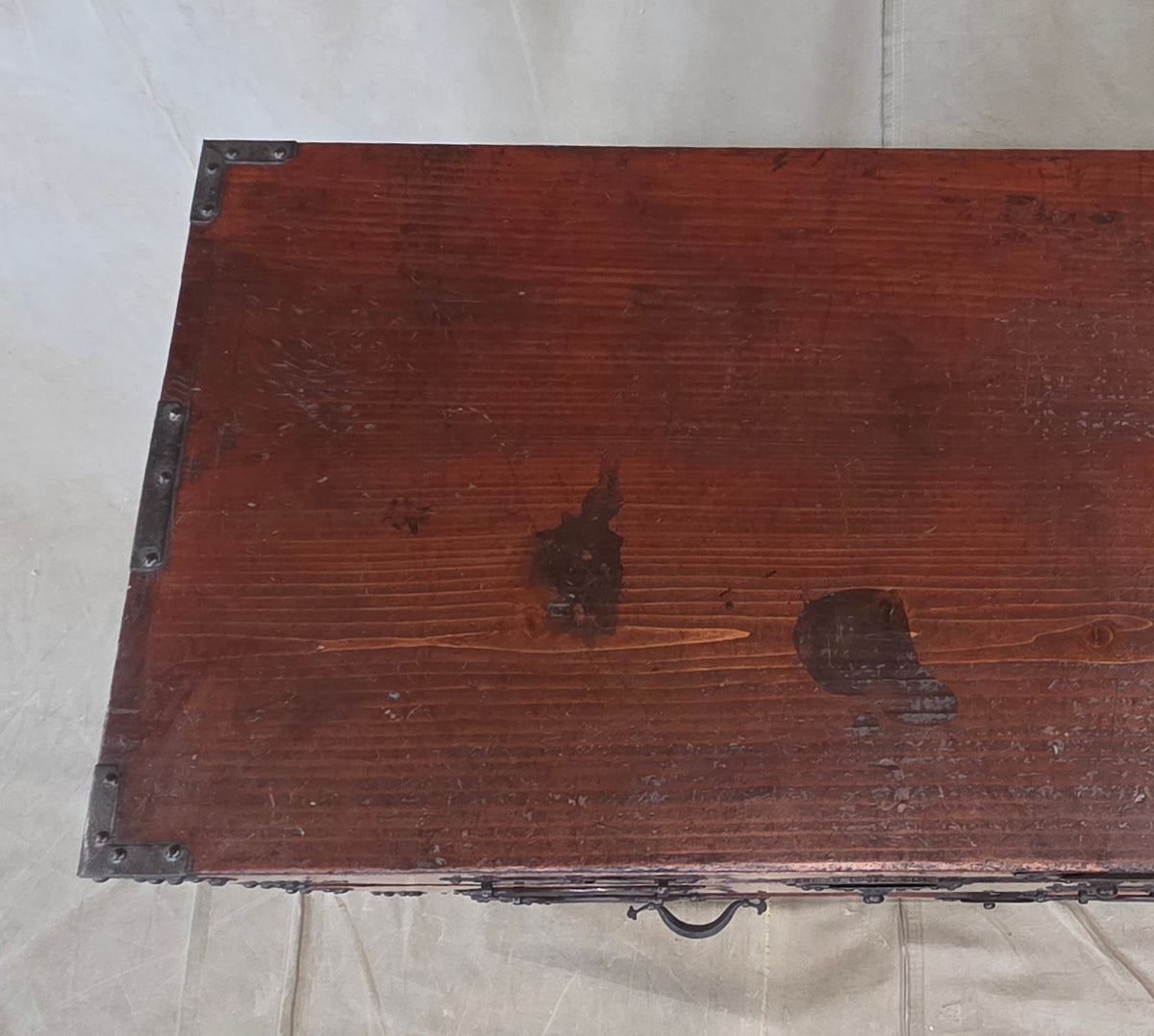 Antique Early 1900s Meiji Period Japanese Pine/Elm Tansu Chest With Iron Hardware