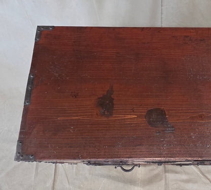 Antique Early 1900s Meiji Period Japanese Pine/Elm Tansu Chest With Iron Hardware