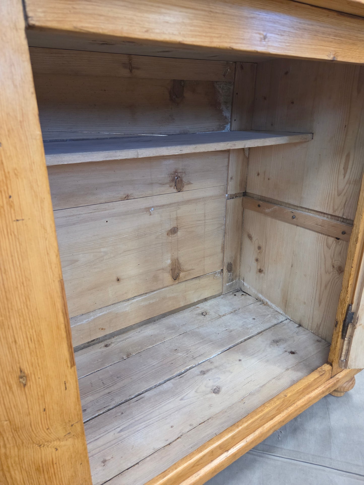Antique English Pine Single Door Cupboard with Working Key and Original Hardware