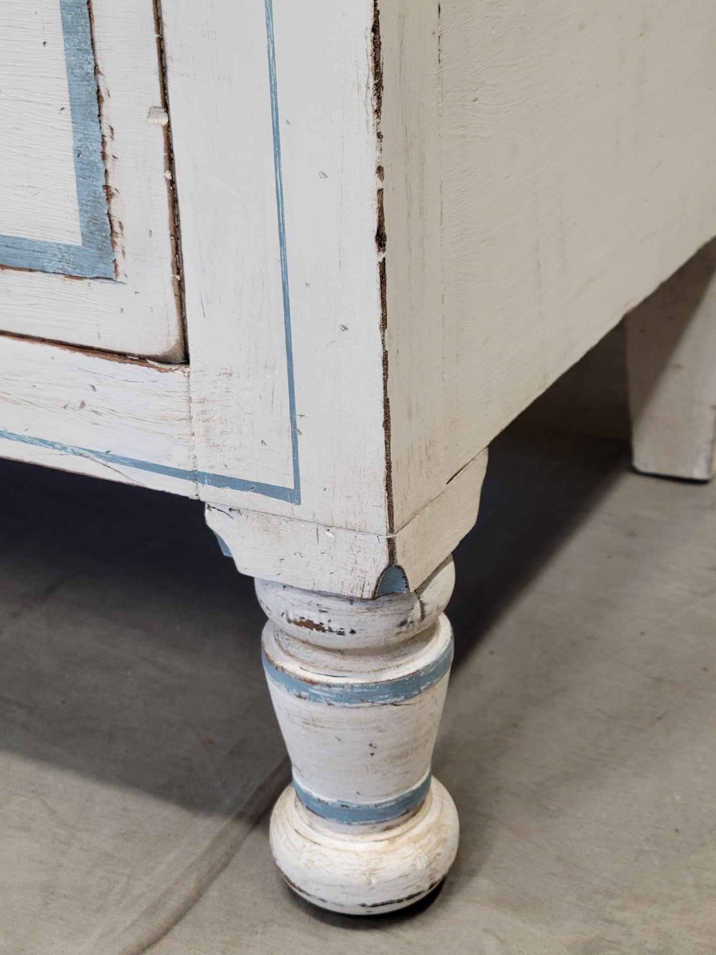 Antique English Painted Dresser Chest of Drawers With Greek Key Motif