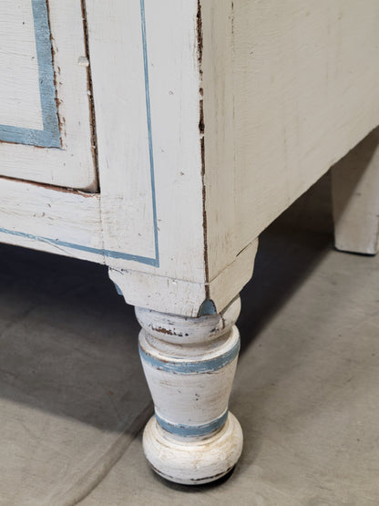 Antique English Painted Dresser Chest of Drawers With Greek Key Motif
