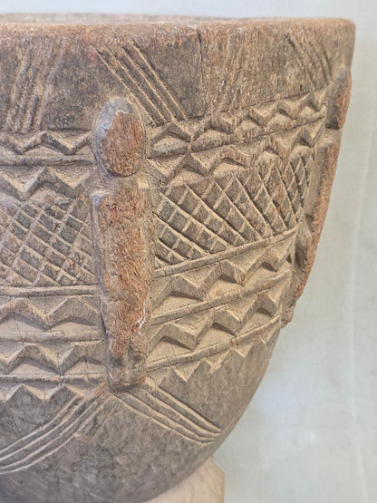 Old African Dogon Hand Carved Wood Oversized Mortar and Pestle