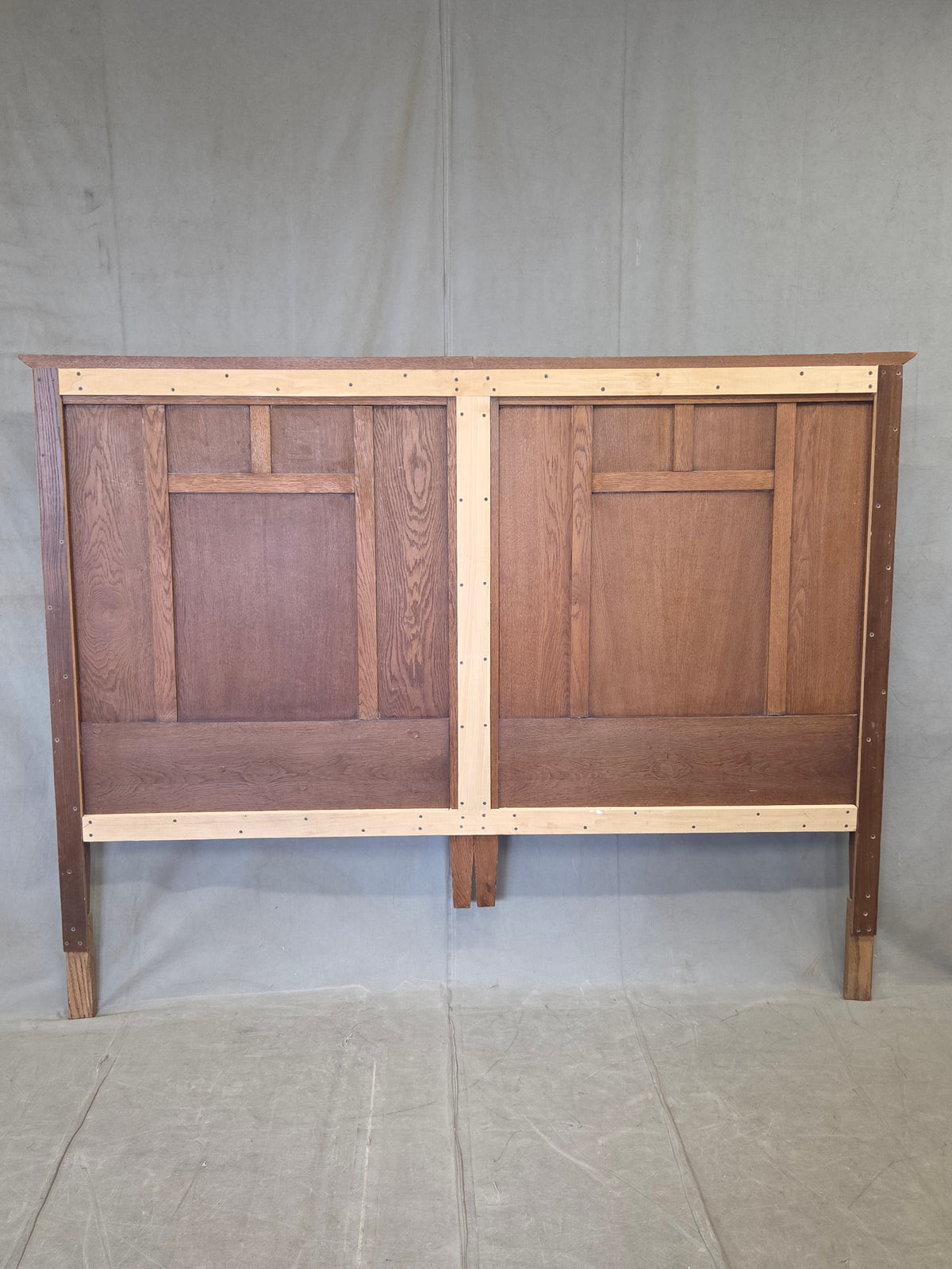 Antique Oak King Size Headboard, Arts & Crafts Style, USA, Circa 1920