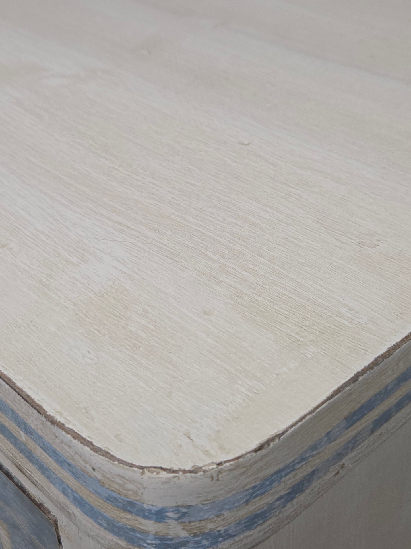 Antique English Pine Painted Dresser Chest of Drawers With Greek Key Motif