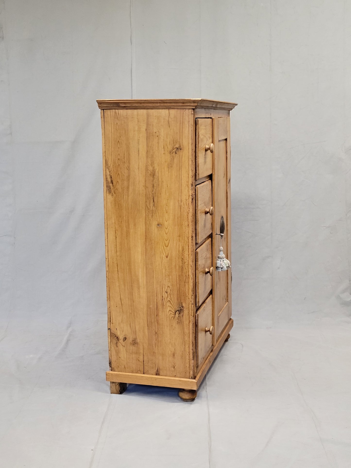 Antique Czech Pine Locking Pie or Larder Cabinet