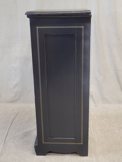 Antique Black Painted Pine 11 Drawer Lingerie Chest With Gold French Lines
