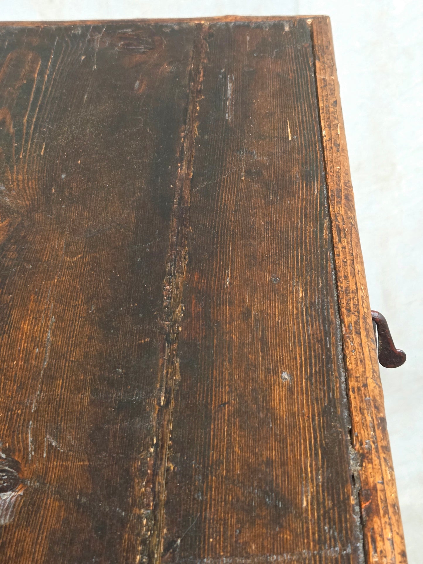 Antique Romanian Folk Painted Pine Cupboard with Drawers and a Door