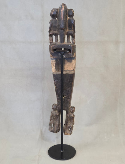 Vintage African Dogon Carved Figural Doorway Latch on a Custom Metal Stand