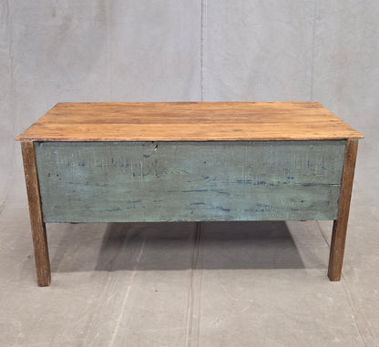 Vintage Rustic Southwestern Painted Pine Coffee Table