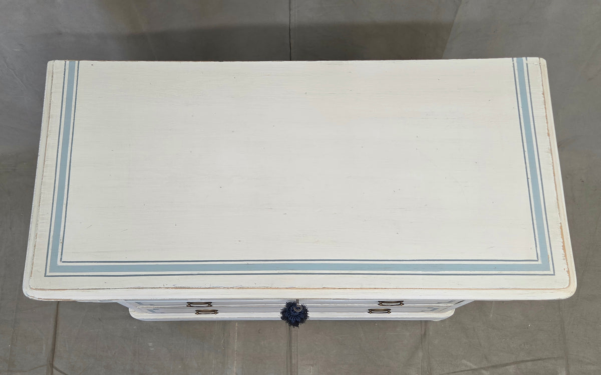Antique 19th C. Painted Pine Dresser Chest of Drawers With Greek Key Motif