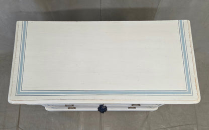 Antique 19th C. Painted Pine Dresser Chest of Drawers With Greek Key Motif