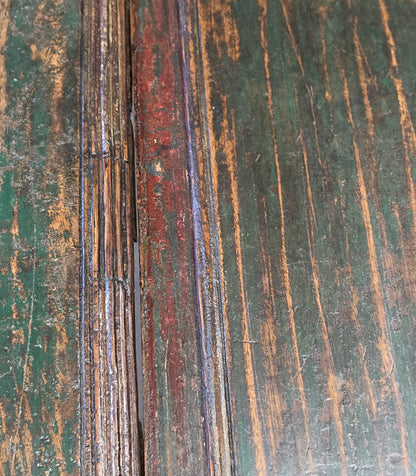 Vintage Teak Coffee Table Made From an Old Reclaimed Door With Green Paint