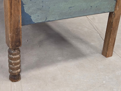 Vintage Rustic Southwestern Painted Pine Coffee Table