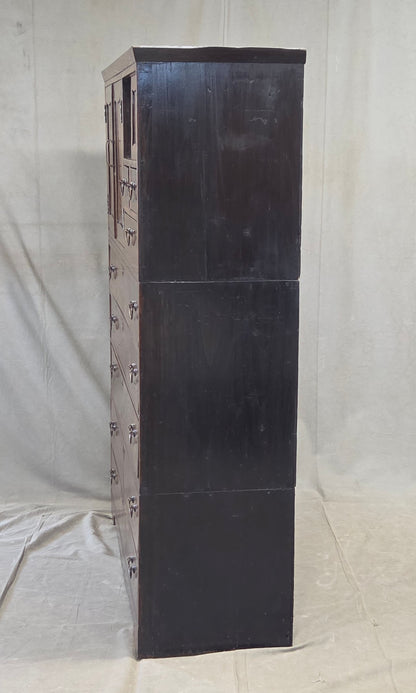 Antique 1920s Japanese Three Piece Elm and Kiri Wood Isho Tansu Chest