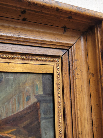 Antique Early 1900s Oil on Panel of a Venetian Market Scene by M.S. Loresen (?)