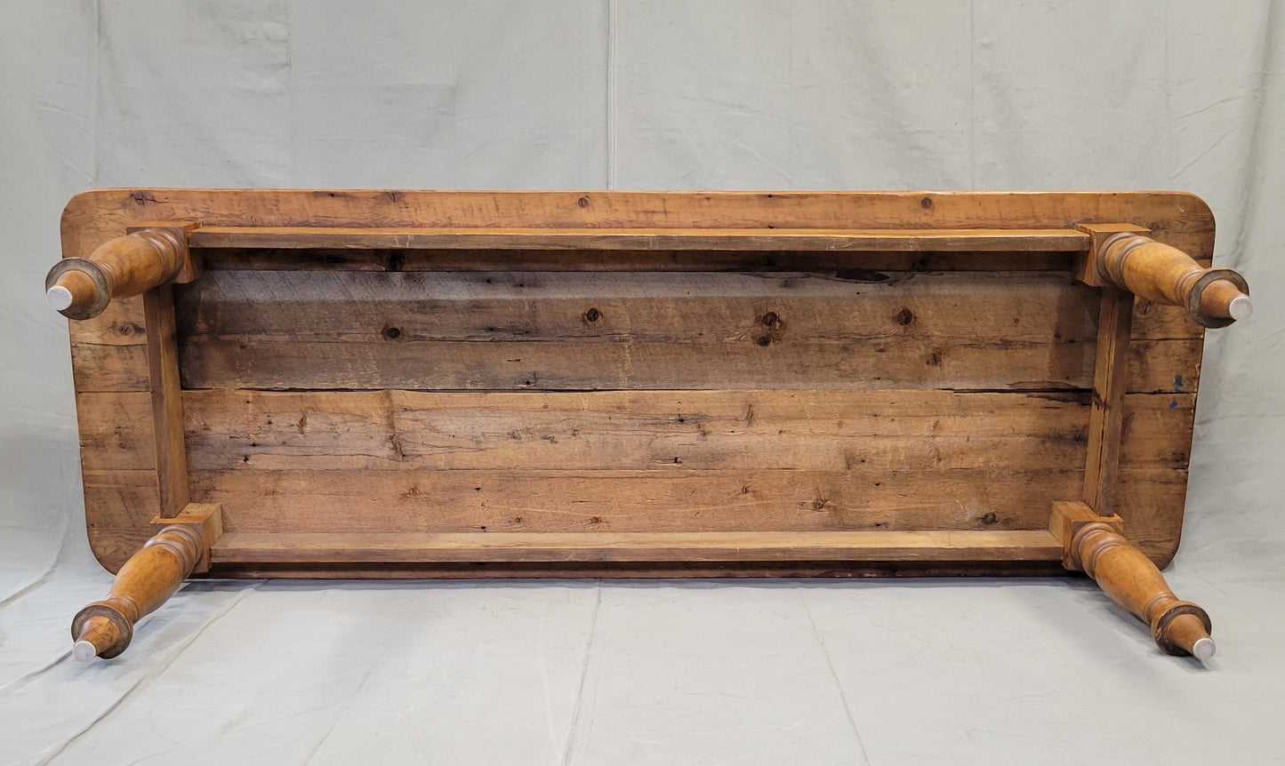 Vintage English Rustic Pine 8' Long Farmhouse Dining Table