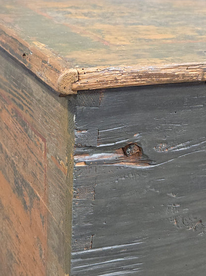 Antique European (German or Czechia) Pine Blanket Chest With Original Paint