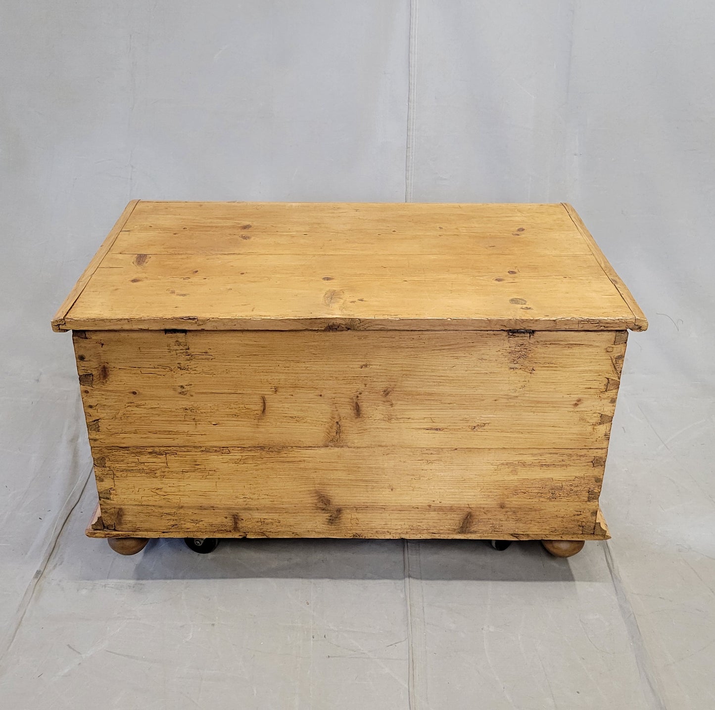 Antique Eastern European Natural Waxed Pine Blanket Chest