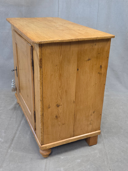 Antique English Pine Single Door Cupboard with Working Key and Original Hardware