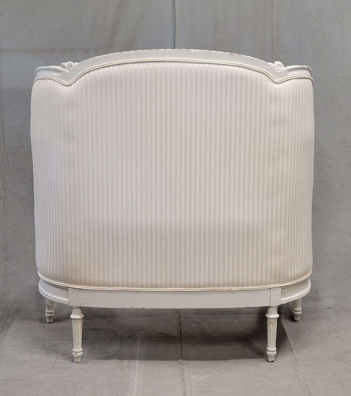 Pair of Antique French Curved Twin Headboards With Ivory Sateen Upholstery