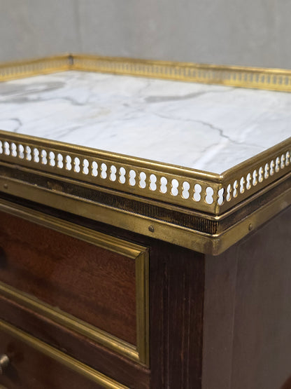 Vintage Mahogany and Marble Spanish Nightstands With Brass Ormolu - A Pair