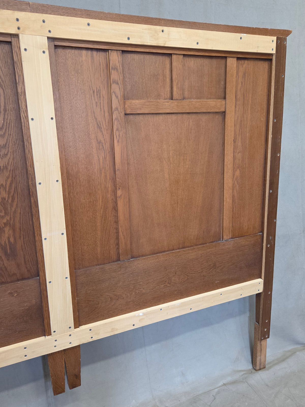Antique Oak King Size Headboard, Arts & Crafts Style, USA, Circa 1920