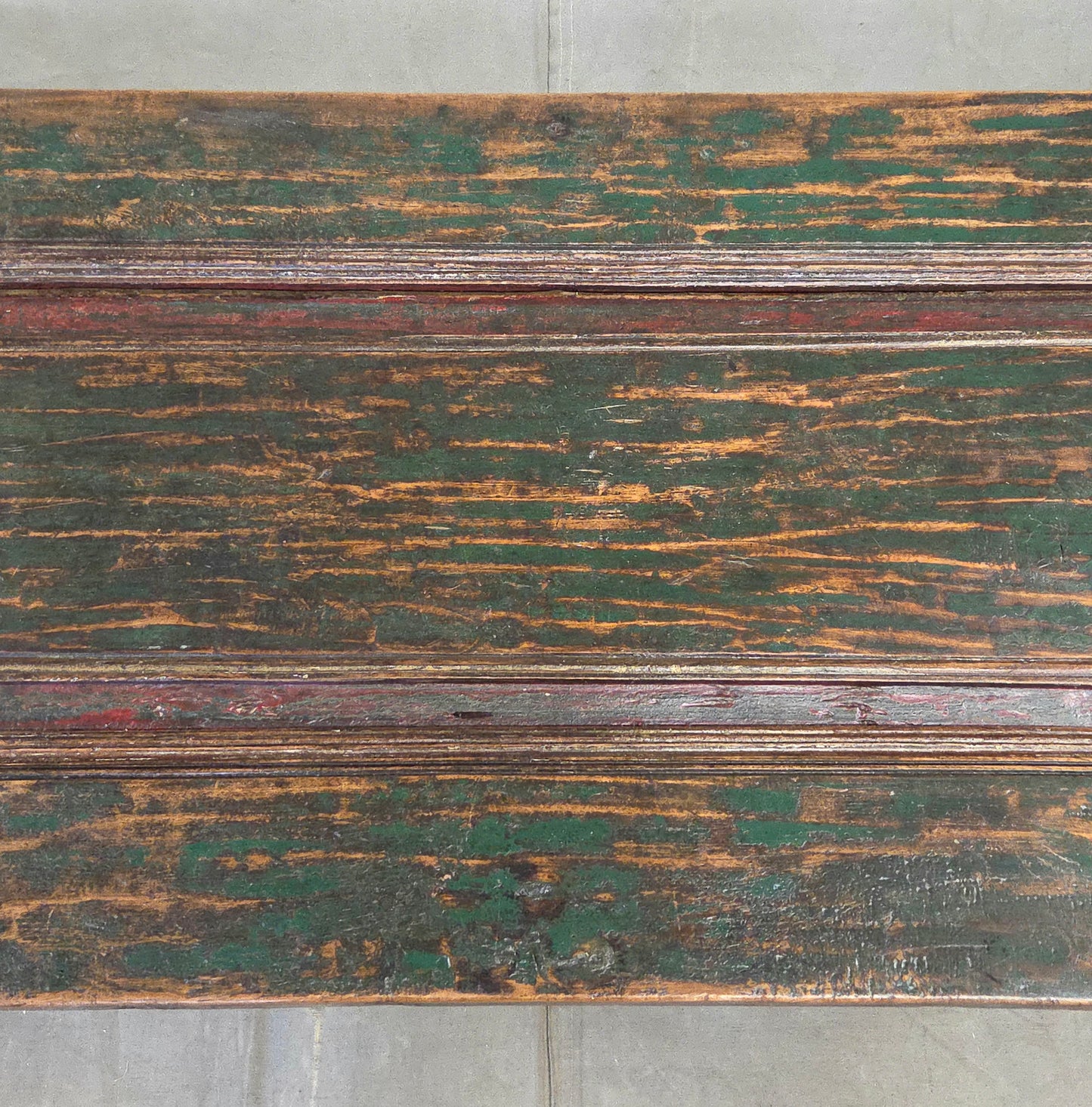 Vintage Teak Coffee Table Made From an Old Reclaimed Door With Green Paint